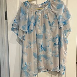 Calvin Klein Blue and White Floral Blouse